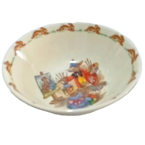 Vintage Royal Doulton Bunnykins Bowl 'Painting‎ a Portrait' English Bone … - Picture 3 of 7